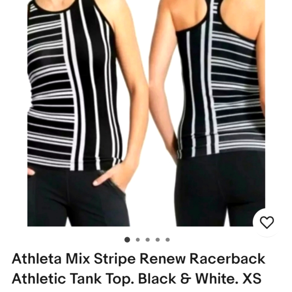 Athleta Striped Racerback Tank Top Black/White Size Small